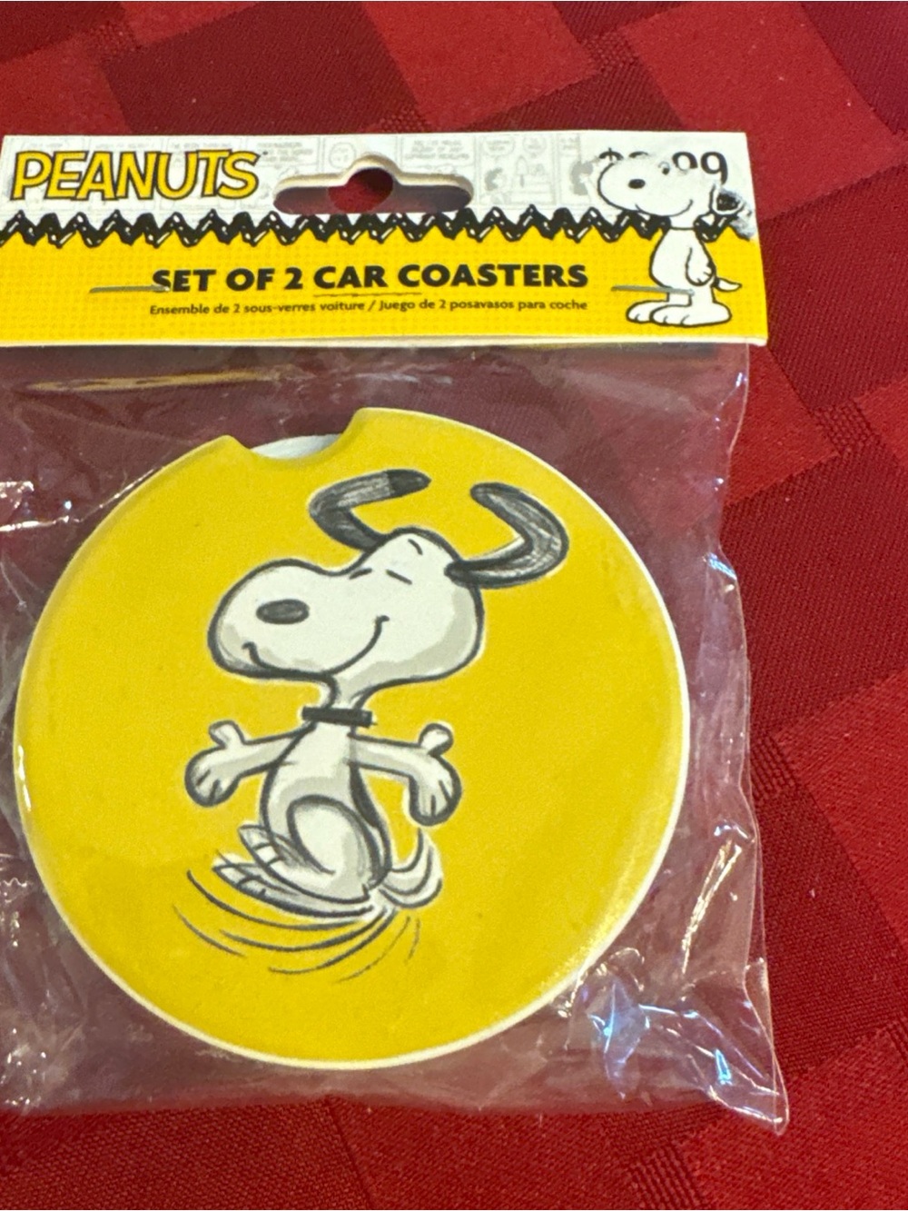 Peanuts Snoopy Yellow Dancing car Coasters - Set of 2
